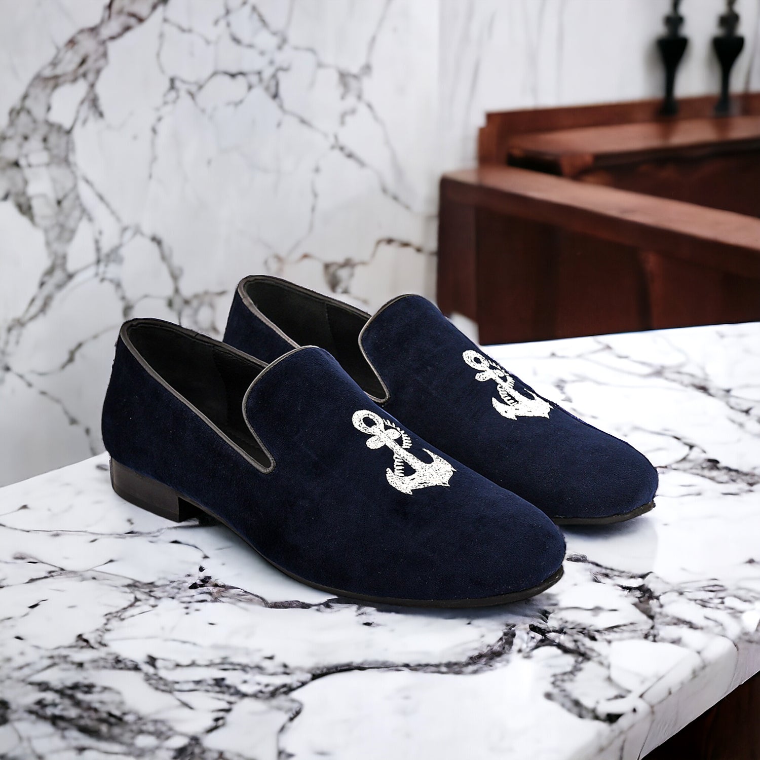 Blue Embroidery Shoes